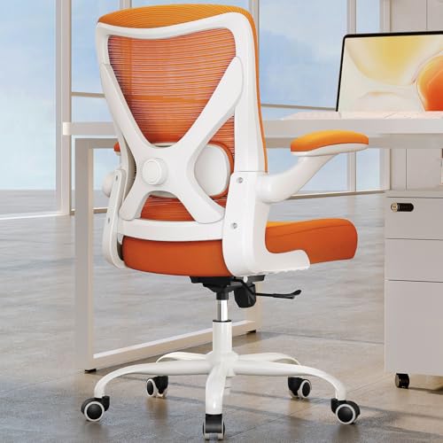 Office Chair: Mesh Ergonomic Desk Chair with 3D Lumbar & Swivel | 330LBS Computer Chair-Executive Task Chairs with Flip-up Arms Home Office Desk Chairs Gaming Chair for Long Hour(Orange) - color: Orange, size: Pack of 1