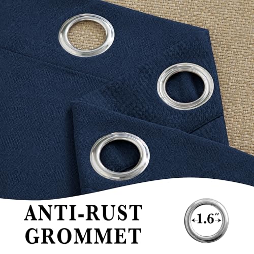 RYB HOME Navy Blue 100% Blackout Sliding Door Curtains 60 Wide 84 Long | Single Panel, Linen Blackout Drape, Bedroom Apartment Closet, Room Divider, Privacy Protection, Thermal Insulated, W60 x L84 - color: Navy Blue, size: 60"W x 84"L (Pack of 1)