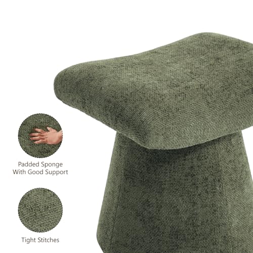 Modern Ottoman with Soft Padded Seat, Multifunctional Vanity Stool, Upholstered Footrest Stool for Living Room and Bedroom - color: Olive Green