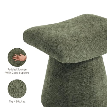 Modern Ottoman with Soft Padded Seat, Multifunctional Vanity Stool, Upholstered Footrest Stool for Living Room and Bedroom - color: Olive Green