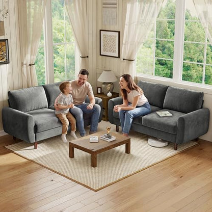 68" Loveseat Sofa, Comfy Chenille Fabric Couches for Living Room with Spring Cushion and Solid Wood Frame, Modern Deep Seat Couch for Bedroom, Apartment, Office, Easy Assembly, Gray - color: Grey