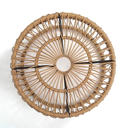 Furniture of America Ysar Boho Rattan Round Coffee Table Outdoor with Metal Frame, All-Weather and Rust Resistant, Handcrafted Coastal Furniture for Patio, Poolside, Garden, Yard, Natural Brown - color: Natural Brown/18.9 In.