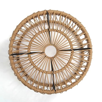 Furniture of America Ysar Boho Rattan Round Coffee Table Outdoor with Metal Frame, All-Weather and Rust Resistant, Handcrafted Coastal Furniture for Patio, Poolside, Garden, Yard, Natural Brown - color: Natural Brown/18.9 In.