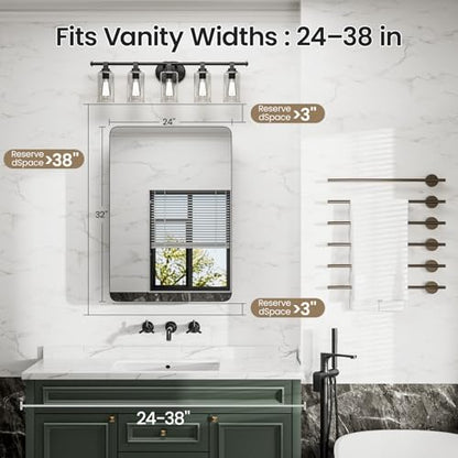 24x32 Black Medicine Cabinet with Mirror, Recessed & Surface Mount | Bathroom mirror with storage: 6 adjustable shelves fit tall bottles; DTC soft-close hinges; rust-resistant aluminum - size: 24" x 32"