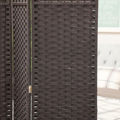 HOMCOM Room Divider 8 Panel Folding Screen Freestanding 5.6' Tall Brown | Freestanding Partition, Home Office, Bedroom - color: Brown, size: 8 Panel