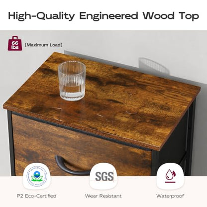 WLIVE Tall Dresser for Bedroom, 5 Drawer Dresser, Rustic Brown | 5 vertical fabric drawers, Tall vertical design, Bedroom or closet use, Dresser for small spaces, Chest of drawers - color: Rustic Brown Wood Grain Print