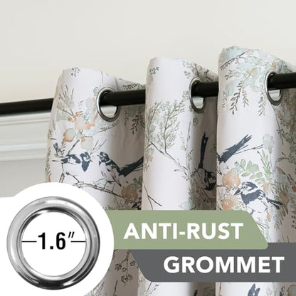 H.VERSAILTEX 꽃무늬 100% 암막 빈티지 커튼 243.8cm(96인치) 길이 패널 2개 세트 프린트 패턴 커튼 드레이프 단열 햇빛 차단 커튼 침실 거실용, 페일 아쿠아/블랙 - color: 페일 아쿠아/블랙, size: 52"W x 96"L (Pack of 2)