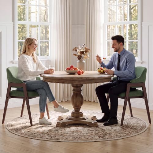 MALOL Wooden Dining Chairs Set of 4, Fabric, Curved Open Back, Green - color: Green, size: Set of 4