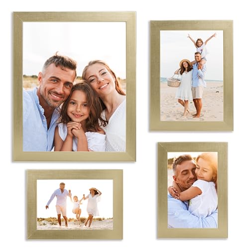 Sheffield Home 4 Piece Gallery Wall Frame Set, 8x10 Inch, 5x7 Inch, and 4x6 Inch, Gold - color: Gold, size: 8x11, 5x7, 4x6 Inch