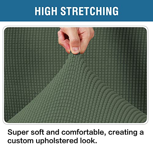 H.VERSAILTEX Ottoman Cover Slipcover Rectangle Fit Length 29'-34' Footrest Sofa Slipcovers Stool Cover Footstool Protector Covers Feature Stretch Thick Soft Jacquard Fabric Washable - Bronze Green - color: Bronze Green, size: Rectangle-Large