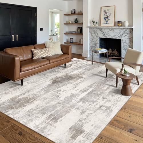 5x7 Abstract Washable Rug for Living Bedroom Dining(Beige) | Machine Washable, Non-Slip, Stain Resistant Low Pile Modern Carpet with Rubber Backing for Dining Room Kitchen Home Decor - color: Beige Taupe, size: 5' x 7' (Rectangular)