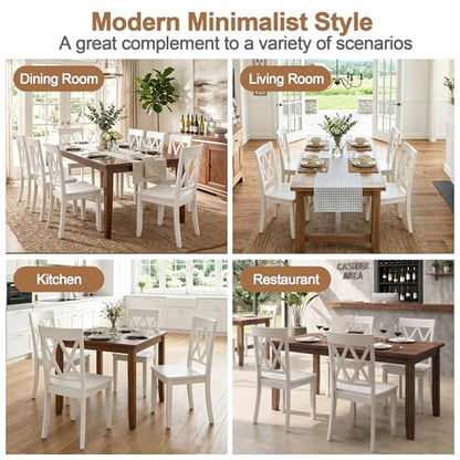 DUHOME Wood Dining Chairs Set of 2,Farmhouse Dining Side Chairs with Cross Back Wooden Kitchen Chairs for Home Kitchen, Dining Room White - color: White, size: 2pcs
