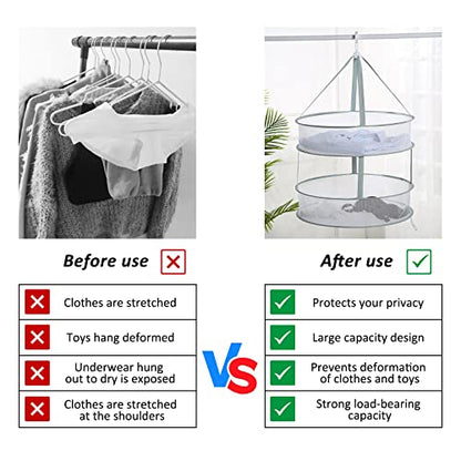 2 Pack 3-Tier Folding Mesh Clothes Hanging Dryer, Sweater Drying Rack, Large Laundry Drying Rack, Lay fold Flat Dry Hanger, Mesh Clothes Hanging Dryer - XL(3Tier)+XL(3Tier) - size: XL(3Tier)+XL(3Tier)