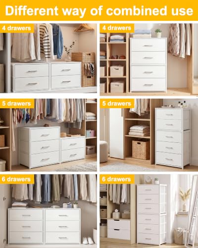 Fixwal Closet Drawers for Clothes, 1 Pack, 3 Drawers Dresser, 21.2" Wide | height 23.6", 3 fabric storage drawers, wooden top, white, spacious storage, dresser for bedroom - size: 15.7"D x 21.2"W x 23.6"H