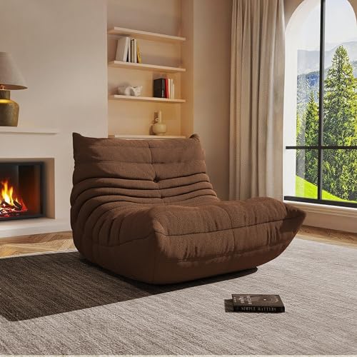 Giant Bean Bag Chair for Adults,Comfy Lazy Fireside Accent Chair with Memory Foam,Cozy Single Floor Sofa Couch Boneless Chaise Lounge for Living Room Bedroom Gaming Room(Coffee,1Seater) - color: Bistre, size: Single