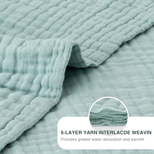 Love's cabin 100% Cotton Muslin Blanket, 6 Layer Lightweight Breathable Gauze Queen Size Blanket 90 x 90 Inches, Soft All Season Blanket for Bed, Cyan - color: Cyan, size: Queen(90"x90")