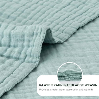 Love's cabin 100% Cotton Muslin Blanket, 6 Layer Lightweight Breathable Gauze Queen Size Blanket 90 x 90 Inches, Soft All Season Blanket for Bed, Cyan - color: Cyan, size: Queen(90"x90")