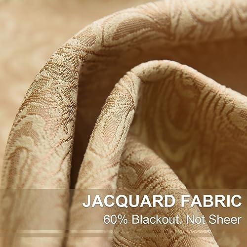 Simple Chenille Jacquard Blackout Window Elegance Curtains/Drapes/Panels/Treatments for Bedroom Living Room, 60 x 106, Top Grommets (2 Panels) | Medium Weight Fabric, Woven Texture, Soft Light Filtering, Drapes for Living Room and Dining Room Windows - co