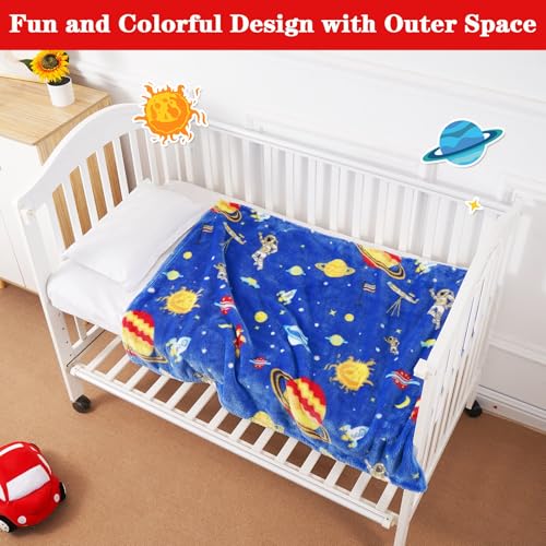 Lukeight Toddler Blanket for Boys and Girls, Plush and Thick Blanket Birthday Gifts for Toddler and Baby (Space, 30x40 Inches) - color: Space, size: 30 in x 40 in