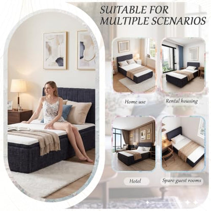 Full Compression Bed Boneless Bed Frame with Mattress and Headboard - color: Blue, size: Full