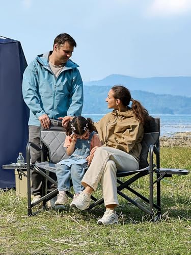 TIMBER RIDGE Double Camping Chair Portable Loveseat, Heavy Duty Folding Camp Couch, 2 person Director Chairs with Cup Holder for Outdoor Lawn Tailgates Picnic Sports Soccer Games Supports 600 lbs Grey | Heavy Duty Folding Camp Couch for 2 Person with Cup