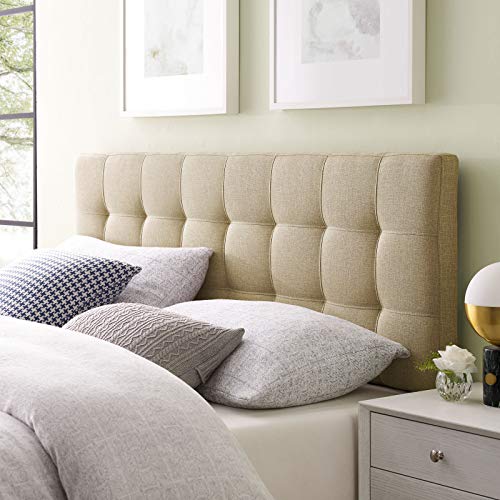 Modway Lily Tufted Linen Fabric Upholstered Full Headboard in Beige - color: Beige, size: Full
