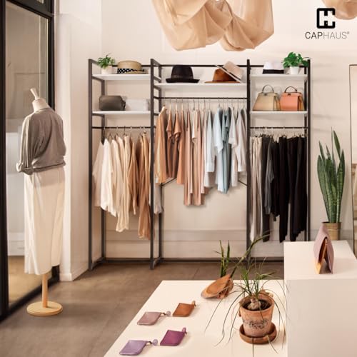 CAPHAUS 913lbs Capacity Heavy Duty Clothing Rack, 75" W Metal Garment Rack with Drawers Hanging Rods and Wood Shelves, Freestanding Closet Organizer, White Board - color: White, size: 75 Inch