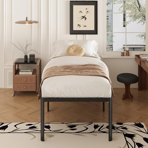 Yicensen 20 Inch Twin Bed Frames Rounded Corner Legs Heavy Duty Platform Twin Metal Bed Frame for Kids, Easy Assembly, Noise Free, No Box Spring Needed, Black. - size: Twin, style: 20 Inch