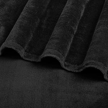 PAVILIA Black Fleece Bed Blanket Queen Size, Super Soft Fuzzy Flannel Throw for Couch Sofa, Luxury Plush Microfiber Large Throw Blanket Queen Bed, Home Cozy Velvet Gift Blanket, 90x90 - color: Black, size: 90 x 90 Inches - Queen