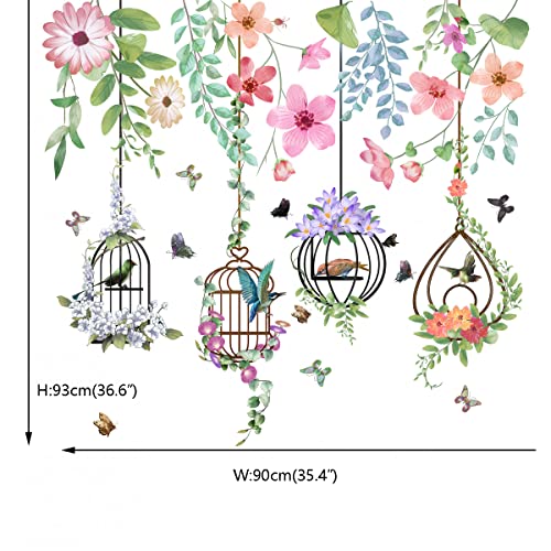 Runtoo Birdcage Wall Art Stickers Butterfly Flower Hanging Vine Wall Decals Living Room Bedroom Nursery Party Decor - color: Flower Vine Birdcage