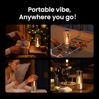 YEELIGHT Cordless Table Lamp, Portable Ambient Lighting, 1800K Warm Amber Light, USB-C Rechargeable, Twist Dimming, Candlelight Breathing Mode, Battery Operated Lamp for Home, Table, Bar, Cafe Decor