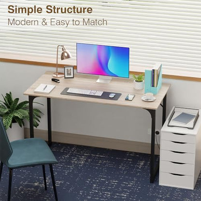 FDW 47 inches Computer Desk/Home Office Desk/Writing Study Table/Modern Simple Style PC Desk with Metal Frame,Nature - color: Nature, size: 47 Inches