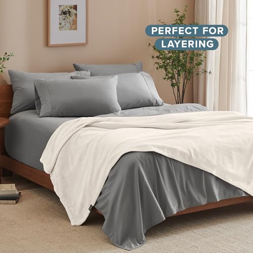 Bare Home Fleece Blanket Luxury Microplush (Full/Queen, Vanilla) | Ultra-Soft Lightweight Blanket for Bed, Sofa, and Couch, Cozy & Warm Blanket - color: 19 - Vanilla, size: Full/Queen
