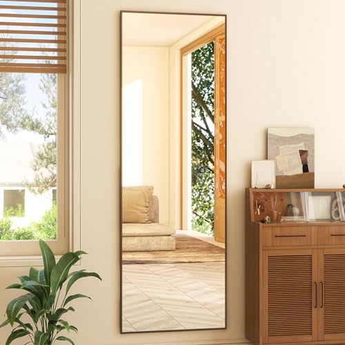 59"x16" Full Length Mirror Full Body Mirror Freestanding Hanging or Leaning Rectangle Floor Mirror Aluminum Alloy for Bedroom Bathroom Living Room,Black - color: Black, size: 59"L x 16"W