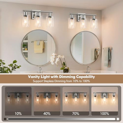 Battery Operated Wall Sconce, 3-Light Dimmable Rechargeable Vanity Light Fixture with Remote & Bulbs, 3-Light Silver Wireless Indoor Non-Hardwired Wall Lamp for Bedroom, Living Room, Cabinet, Porch - color: Silver