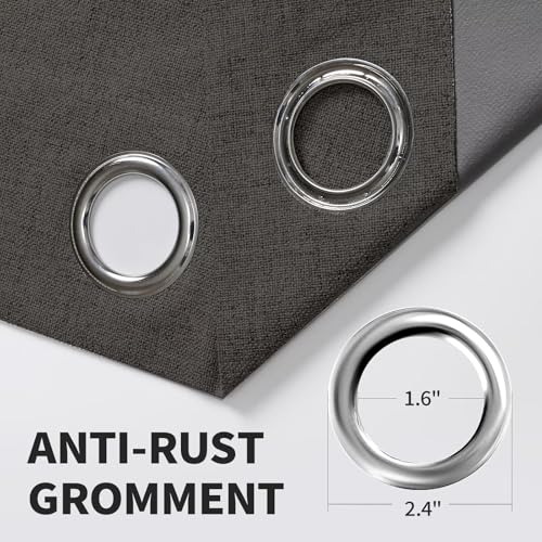 CUCRAF 100% Blackout Window Curtains 96 inches Long 2 Panels Set, Faux Linen Look Thermal Insulated Grommet Drapes, Room Darkening Curtain for Bedroom Living Room(W52 x L96 Inch, Grey) - color: Grey, size: 52"W x 96"L (Pack of 2)