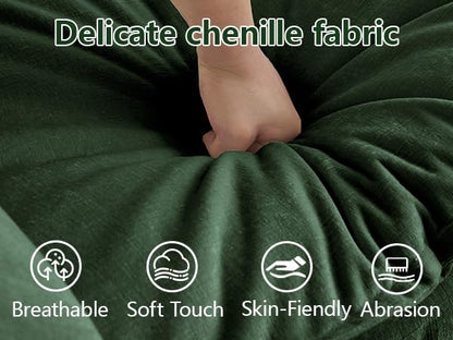 76.7 Inch 2-Seat Modular Sectional Cloud Sofa, L-Shaped, Green | Chenille Deep Seat Sofa with Pillow for Living Room, Bedroom and Apartment - color: Green, size: 76.7 inch-L