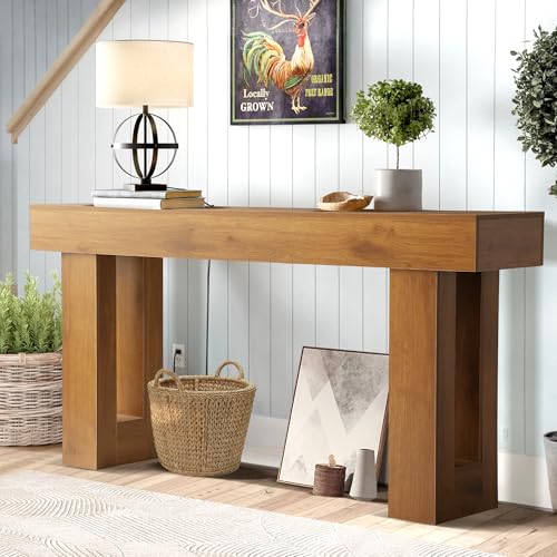 Grepatio Long Console Table for Entryway, 63 Inch Wood Entryway Table Rustic, Narrow Sofa Behind Couch Table, Farmhouse Entry Tables for Entrance, Hallway, Living Room (Brown) - color: Brown