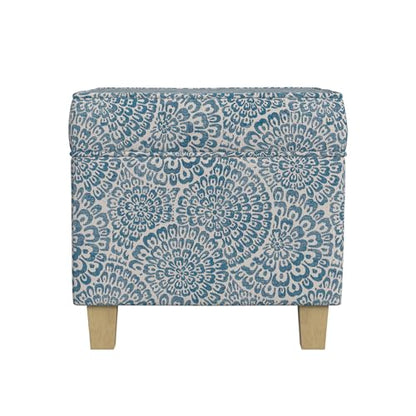 HomePop 18" Classic Square Storage Ottoman - Blue & Cream Modern Floral - color: Blue and Cream Modern Floral