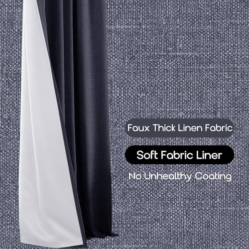 PANELSBURG Navy Blue Linen Blackout Curtains for Boys Bedroom, Thermal Insulated Nursery Curtains Boy, 63 Inch Length - color: Navy, size: 50"W x 63"L (Pack of 2)