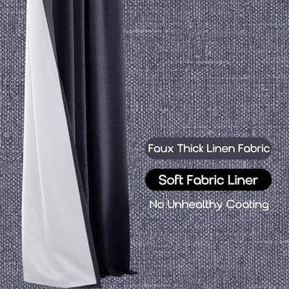PANELSBURG Navy Blue Linen Blackout Curtains for Boys Bedroom, Thermal Insulated Nursery Curtains Boy, 63 Inch Length - color: Navy, size: 50"W x 63"L (Pack of 2)