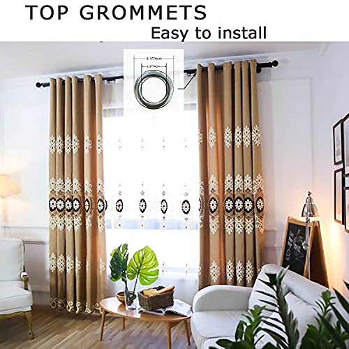 Simple Chenille Curtains, Jacquard Blackout Window Elegance Drapes/Panels/Treatments for Bedroom Living Room, 42x63, Top Grommets, 2 Panels | Medium Weight Fabric, Woven Texture, Soft Light Filtering, Classic Style Accent, for Living Room and Bedroom Wind