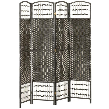 HOMCOM 4 Panel Room Divider, Folding Privacy Screen, 5.6', Dark Gray | Room Separator, Wave Fiber Freestanding Partition Wall Divider - color: Dark Gray, size: 4 Panel