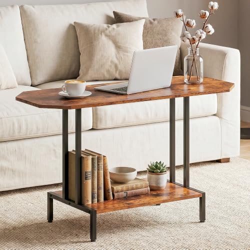 Small Coffee Tables for Living Room Wood Tea Table | 2-Tier Center Table, Industrial Rectangle Coffee Table, for Large or Small Spaces, with Storage Shelf, Wood Tabletop