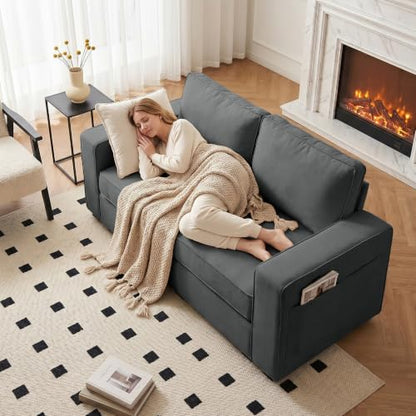Small Sectional Couches with Storage for Living Room, Modular Loveseat Sofa with Removable Chenille Cover & USB Charging, Comfy Living Room Couch, Grey - color: Grey