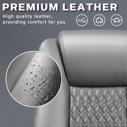 Home Office Executive Desk Chair, High Back PU Leather Chair, Height Adjustable Swivel Computer Chair with Padded Armrest, Grey - color: Grey