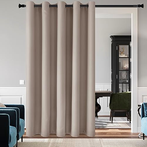 DWCN Room Divider Blackout Curtain Thermal Grommet Panel with Top for Bedroom Partition, Patio Sliding Door Curtains - Extra Wide Curtains for Glass Door, 6.7ft Wide x 7ft Tall, Camel - color: Camel, size: 80"W x 84"L (Pack of 1)