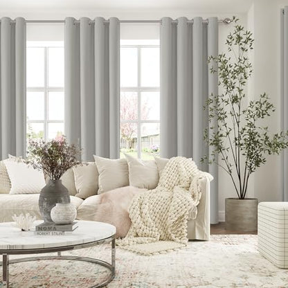 ChrisDowa Light Grey Blackout Curtains 90 Inches Long 2 Panels for Bedroom | Room Darkening,Light Blocking,Thermal Insulated,Faux Linen,Farmhouse,Grommet,Window Treatment,Drapes,Living Room,52x90 - color: Light Grey, size: 52"W x 90"L (Pack of 2)