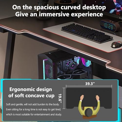 Gaming Desk Computer Writing Table Student Art Modren Simple Style PC Wood Suitable for Home, Office - color: Black, size: 47.2*23.6