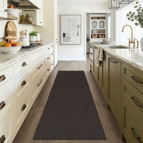 Washable Runner Rug, Non Slip Entry Runner, 3x6 Ft, Taupe/Coffee | Washable Braided Runner Carpet, Non Slip Rubber Dot Backed, For Hallway, Kitchen, Entryway, Bedroom, Laundry Room, Foyer - color: Taupe/Coffee, size: 3' x 6' (Rectangular)